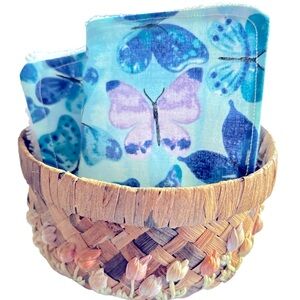 HAND CRAFTED Six Reusable Butterflies 100% Cotton Terry Cloth Unpaper Towels